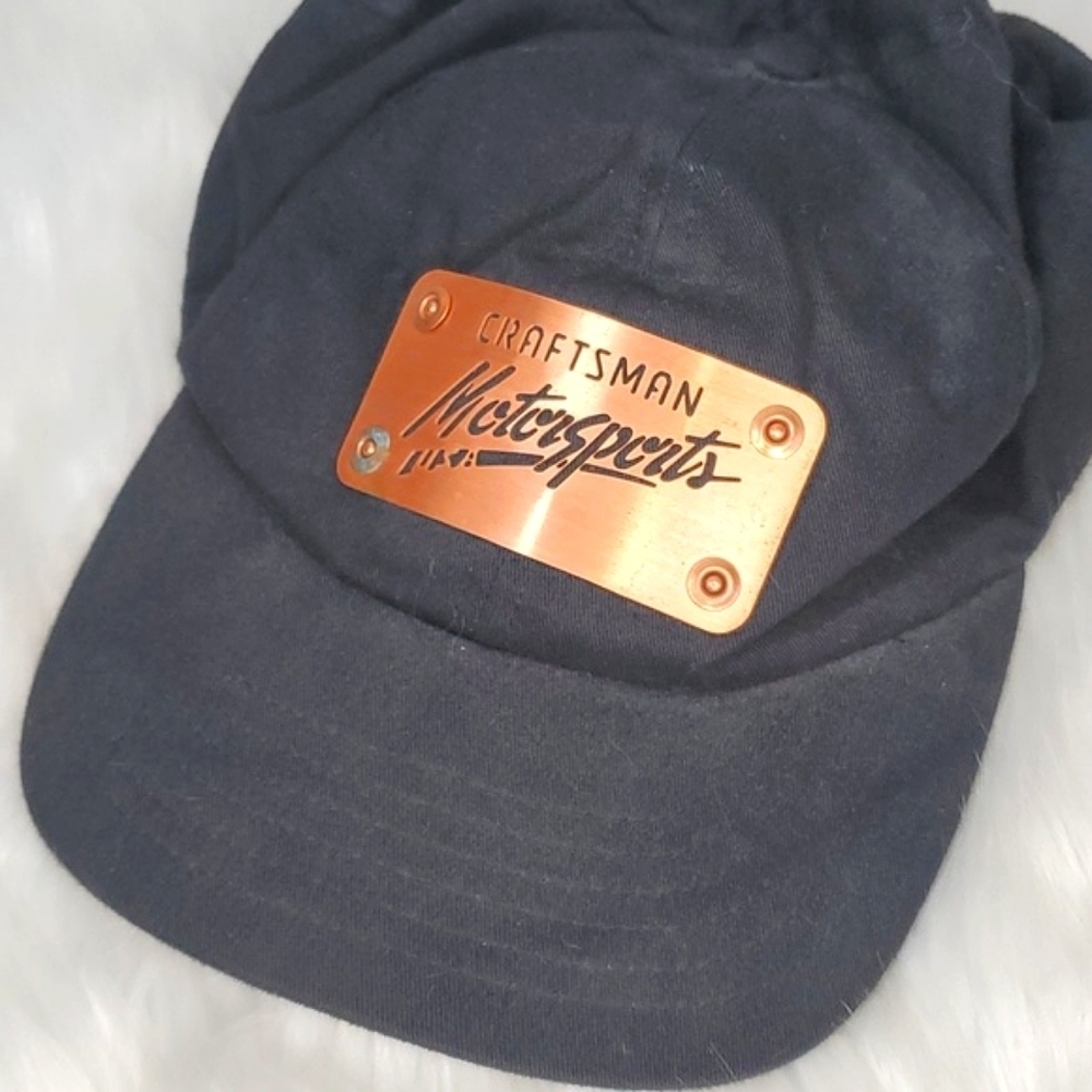 Craftsman USA Stamped Rose Gold Metal Plate Snapback Black Hat Cap Mens One Size